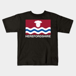 White Bull's Head and Three Wavy Lines Herefordshire Flag Kids T-Shirt